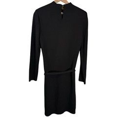 St. John Knits Black Santana Knit Mock Neck Belted Long Sleeve Dress Size 8
