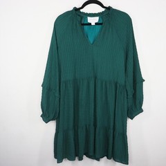 Anthropologie Mare Mare Dress Small Green Tiered Anne Boho Tiered Puff Sleeve