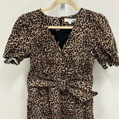 Marissa Webb The Carly Leopard Micro Corduroy Mini Belted Dress Animal Print Sz6