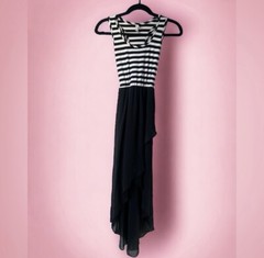 Black & White Sleeveless Summer High Low Dress – Size Small