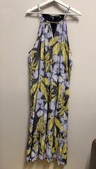 Mile Gabrielle Blue/ Green Long Leaf Floral Print Flowy Women’s Plus Size 3X