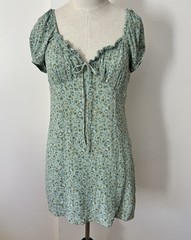 En Creme Mint Green Ditzy Floral Mini Dress Size M