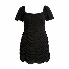 BLUSH MARK L Black Stretch Chiffon Ruched Mini Dress R $79