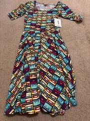 NEW Beautiful Lularoe Nicole XS Geometric 80s Cassette Tape Fit Top full skirt