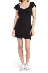 Abound Lettuce Edge Short Sleeve Black Mini Dress Sizes XXS, XS, S, M or L