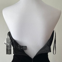 Vintage Small Formal Dress Minimalist Black Gown Y2K Strapless Long 90s Maxi Art