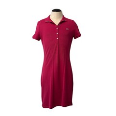 Lacoste Women&rsquo;s Slim Fit Stretch Piqué Polo Dress Pink Short Sleeve Size 38