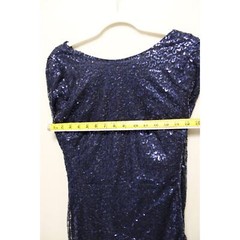 Club L Bodycon All Over Sequin Short Dress Women 8 Open Cowl Back Side Zip Blue