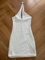 H&M Divided White Lace Halter Neck Short Mini Dress, XS