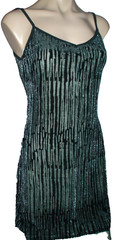 Velour sexy embossed short dress, M, sequin, strap sleeve, black, France