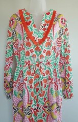 Boden Fringe Trim Detail Kaftan Maxi Dress NWT US 6 Bright Papaya Orange Green