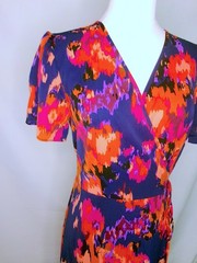 PrettyGarden Womens Small Floral Wrap Maxi Dress Short Sleeve Ruffle Blue Pink