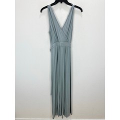 Lulus Surplice Stretch Jersey Knit Maxi Dress Side Slit Dusty Mint Medium NWT
