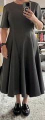 ZARA Gray Midi Fit & Flare Dress XL Minimalist Short Sleeve Office Work