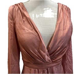NWT Cinderella Divine Rose Gold Long Sleeve High Slit Gown Dress Sz 10 $162 READ