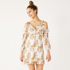 Juniors&rsquo; Rewind Long Sleeve Cold Shoulder Dress – XL (New W/Tags)(Ret. $44.00)
