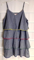 Andre by Unit Blue Ruffled Tiered Polyester Cotton Blend Strappy Dress L NWTS!