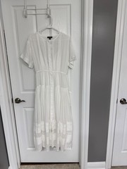 J Crew Pintuck Cotton Voile Midi Shirtdress in White size Medium