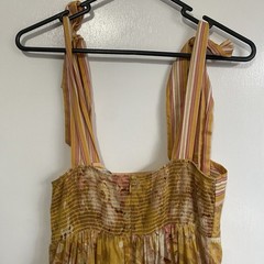 Zimmermann Pattie Dress Size 1 / 10 AU / 6 US Tie Shoulder Mustard Floral Cotton