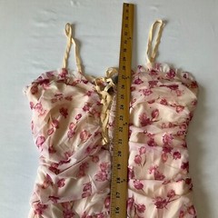 S Betro Mini Bodycon Dress Womens Size L Pink Floral Lined Straps Stretch Ruched