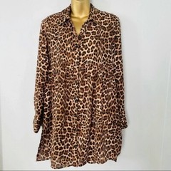 zara leopard long sleeve collar dress size xs boho chic season winter 2024