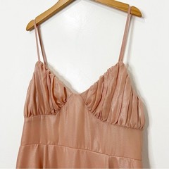 Lulus Rose Gold Shimmer Ruched Bust Fit and Flare Mini Dress NWT Rose Gold Blush