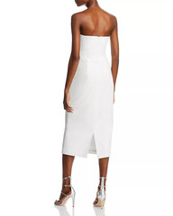 NEW AQUA White RHINESTONE Embellished STRAPLESS Bustier CREPE Midi DRESS 8