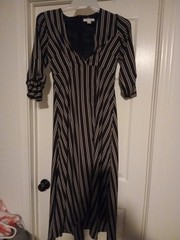 Favlux Black Striped Faux Wrap Maxi Dress Size Small