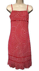 Hourglass Size S/M Sleeveless Dress Red/White Polka Dot Stretch Midi Adj. Straps
