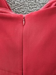Anne Klein Bow-Front MIDI Dress Women&rsquo;s 6 Titian Red Side Pockets Zip Closure