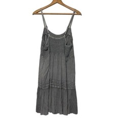 Papillon Gray Stonewashed Boho Mini Dress XL Adjustable Straps NWT Festival