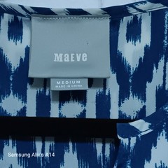 Anthropologie Maeve Dress M Blue White Ikat Oversized Mini Shirt Style