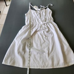 Sim & Sam Womens S 100% Cotton Sleeveless Pocketed Mini Dress Coquette Milkmaid
