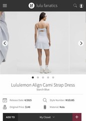 NWT Lululemon Align Cami Strap Dress Starch Blue STRH Size 4