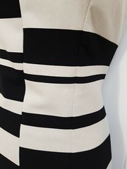 Karen Millen Colourblock Offset Black Beige Wiggle Pencil Occasion Dress UK 8