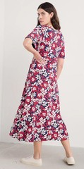 Seasalt Cornwall Red, Navy & White Chateaux Half Sleeve Cotton Maxi Dress 18