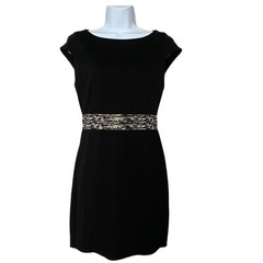 Alice & Olivia Women&rsquo;s Black Bodycon Burnout Elastic Panel Waist/Zipper Dress 4