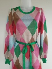 Boden Sparkle Argyle Crew Metallic Jacquard Dress NWT US 8 Party