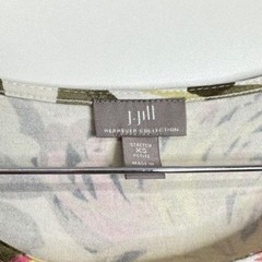 J. Jill Wearever Floral Shift Dress XS Petite Pink Green Elbow Sleeve Pockets