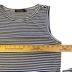 MEROKEETY Tee Shirt Dress Womens Medium Striped Pockets Tie Waist Blue&white