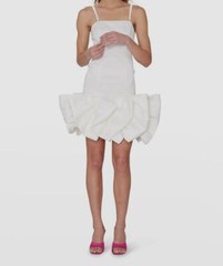 $480 Rotate Women&rsquo;s White Squared Neck Ruffled Sleeveless Dress Size EU42/US10