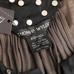 Y2K 2000s Thomas Wylde Black Multi Draped Shimmer Skull Motif Babydoll Dress XS