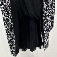 Old Navy M Black White Floral Dress Stretch Short Sleeve A-line Preppy Cottage