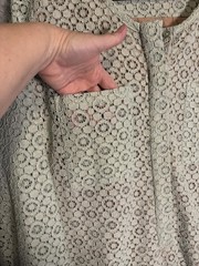 Victoria Beckham Mint Green & Tan Lace Midthigh Length 3/4 Sleeve Dress 22/24
