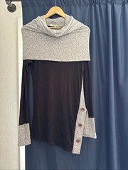 Adora Brand Sweater Dress with Cowl Neck Size Medium Gray and Black