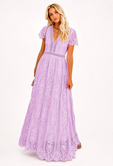 Merokeety Lavender Lace Maxi Dress 2XL