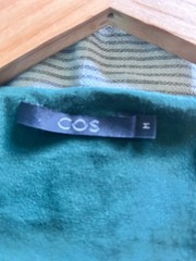 COS bottle green cotton Stretch Dress Long Sleeve Knee Length Size M (12-14)