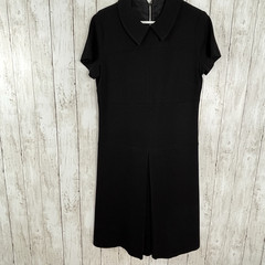 Vtg 60/70s Sears Black Shift Dress Collared Black Polyester Small? See Measures