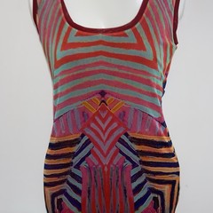 Vintage Fuzzi Dress Medium Mesh Bodycon Abstract Italy Jean Paul Gaultier 90s