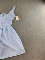 Sim & Sam Coquette Cottage Gingham Sundress Womens XS Blue Smocked Bodice